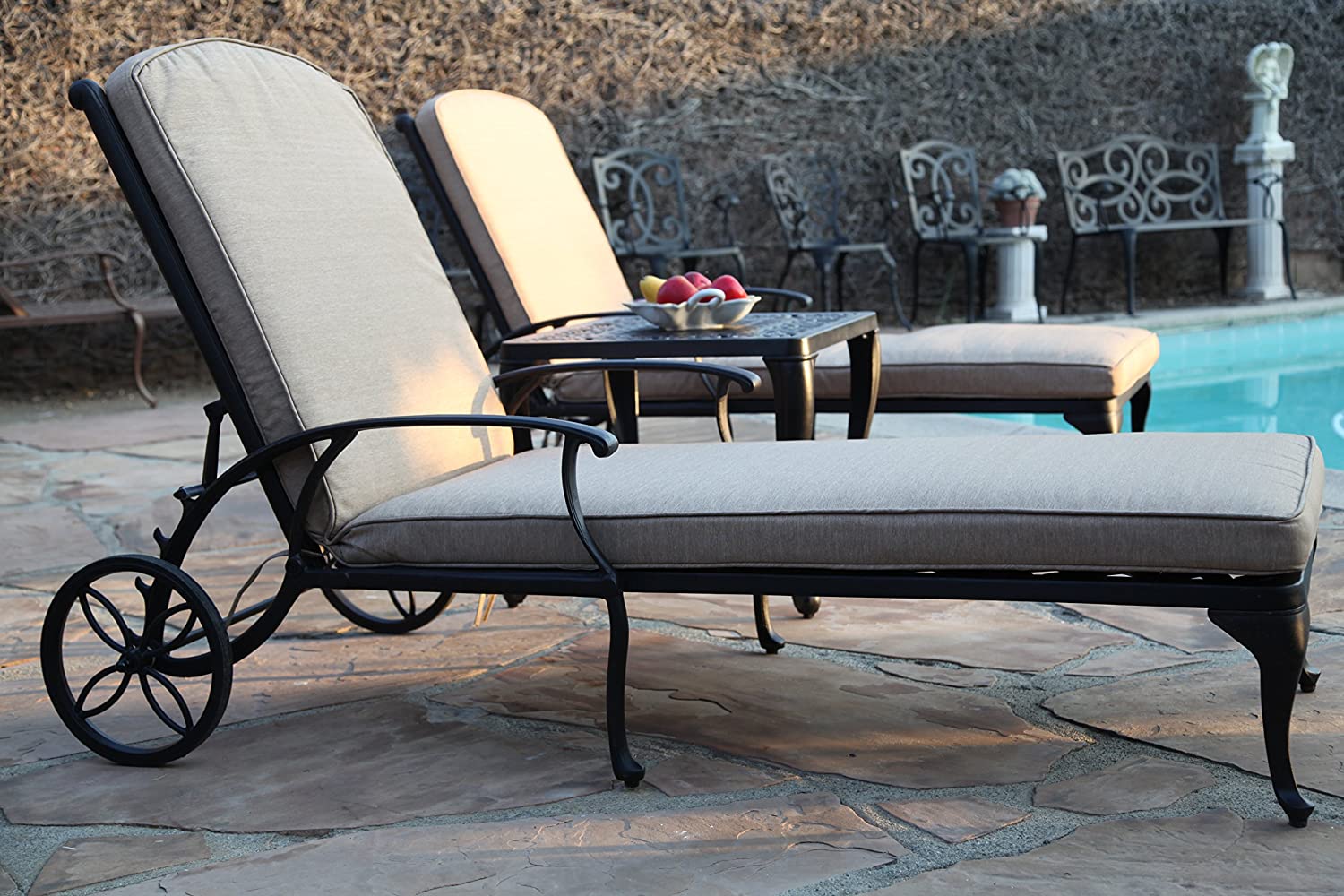 Wrought iron chaise online lounge